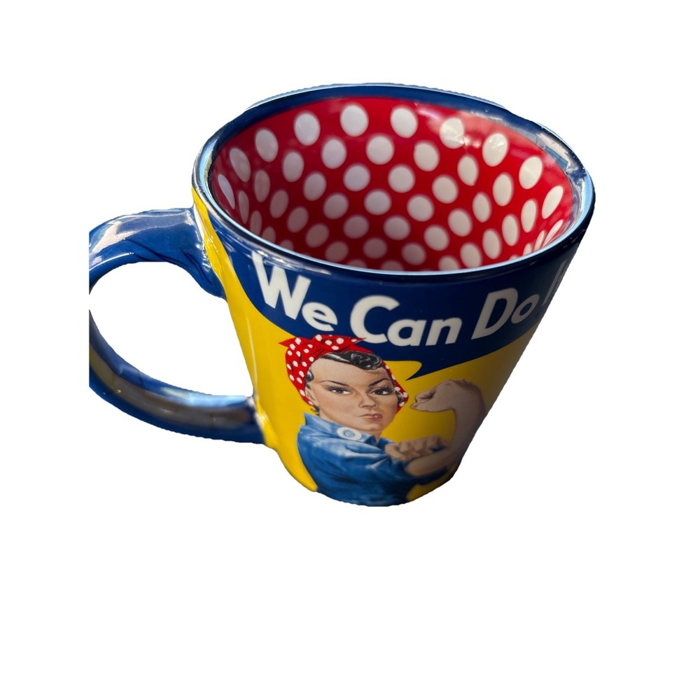 Rosie The Riveter Polka Dots Coffee Mug Tea Cup 4 Inch We Can Do It Multicolor